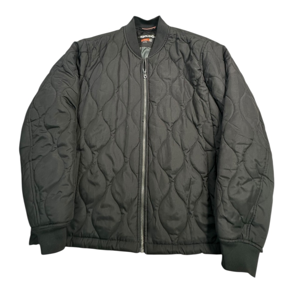 Hawke & Co Mens XL Quilted Bomber Jacket Black‎ Performance Dynamic Sport Zip